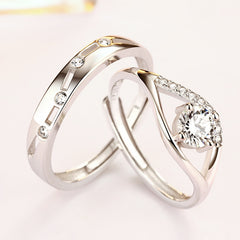 925 Adjustable Couple Rings - CZ Wedding Bands