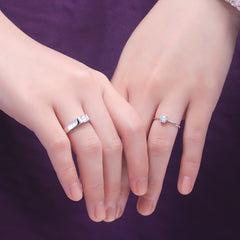 S925 Engagement Ring Set - Minimalist CZ Couple Bands