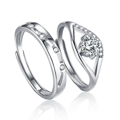 925 Adjustable Couple Rings - CZ Wedding Bands