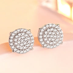 925 Silver Full Halo Circle Studs