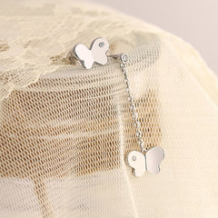 925 Silver Asymmetrical Butterfly Silver Studs
