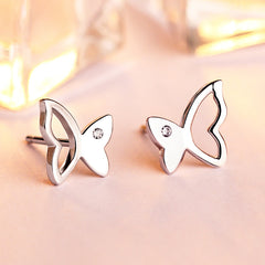 925 Silver Hollow Butterfly Earrings
