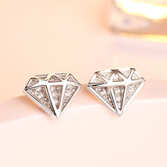 925 Silver Minimalist Triangle Zirconia Earrings