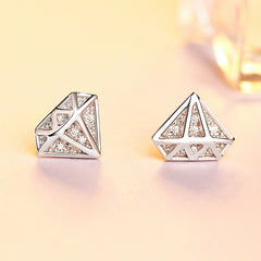 925 Silver Minimalist Triangle Zirconia Earrings