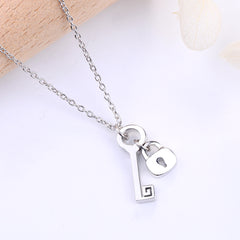 S925 Silver Key & Lock Heart Pendant