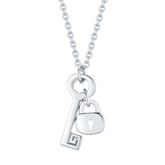 S925 Silver Key & Lock Heart Pendant