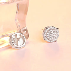 925 Silver Full Halo Circle Studs