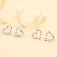 925 Silver Rose Gold Heart Earrings