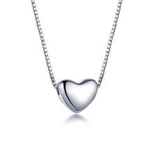 S925 Silver Heart Box Chain Necklace