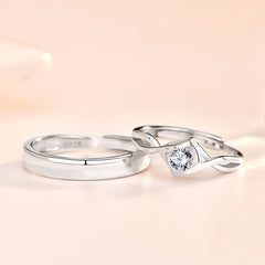 S925 Adjustable Couple Rings - Minimalist CZ Bands