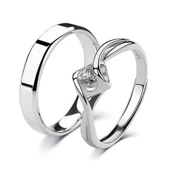 S925 Adjustable Couple Rings - Minimalist CZ Bands