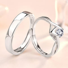 S925 Adjustable Couple Rings - Minimalist CZ Bands