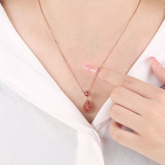 S925 Rose Gold Silver Garnet Necklace