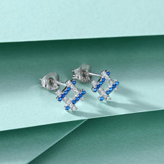S925 Silver Blue Zircon Geometric Stud Earrings