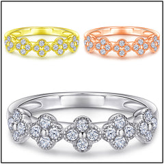 925 Silver Clover Pavé Ring