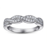 925 Silver Double Row Crossover Ring