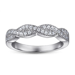 925 Silver Double Row Crossover Ring