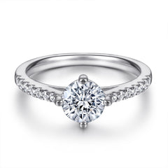 925 Silver Four-Prong Pavé Wedding Band