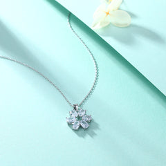 S925 Silver Floral Oval Zircon Necklace