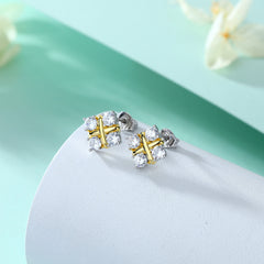 925 Silver X Bar Earrings Studs