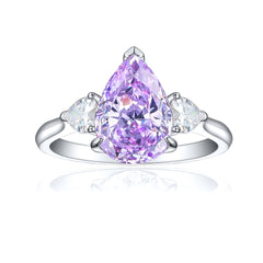 925 Silver 4ct Teardrop Flame Ice Ring