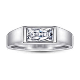 S925 Men's Rectangle CZ Ring - Modern Band