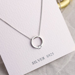 S925 Silver Diamond Circle Necklace