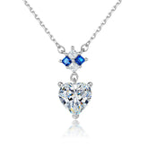 S925 Silver Blue Zircon Heart Necklace