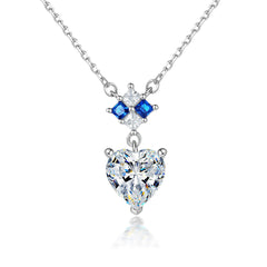 S925 Silver Blue Zircon Heart Necklace