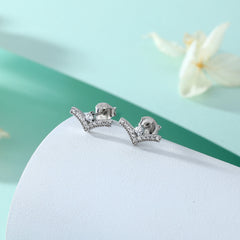 925 Silver V Letter Stud Earrings