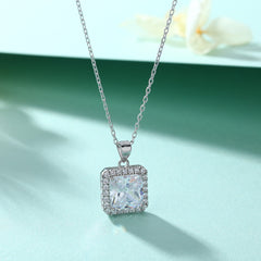 S925 Silver Square Cut Zircon Necklace