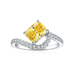 925 Silver 1.5ct Square Flame Ice Ring