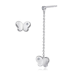 925 Silver Asymmetrical Butterfly Silver Studs