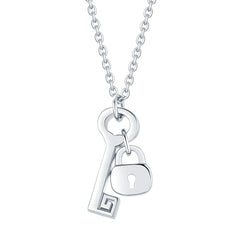 S925 Silver Cross Key Heart Zircon Pendant Necklace