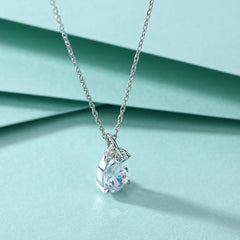 S925 Silver Pear Leaf Pendant Necklace