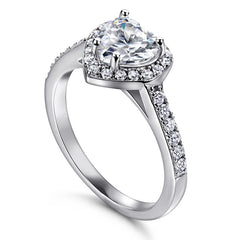 Dainty CZ Heart Ring - S925 Sterling Silver