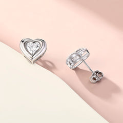 S925 Heart CZ Earrings - Luxe Silver Studs