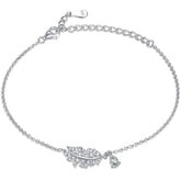 S925 Leaf Drop Bracelet - Luxe Silver Jewelry