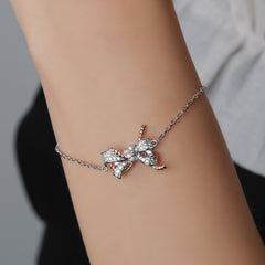 S925 Bow Butterfly Bracelet - Luxe Silver Jewelry