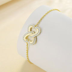 S925 Silver Linked Hearts Bracelet - Valentine's Jewelry