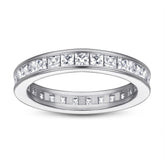 Square T-Bar Wedding Ring – Full Diamond Sterling Silver