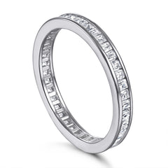 925 Silver T-Bar Ring - Full Circle CZ Band