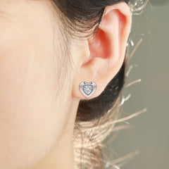 S925 Heart CZ Earrings - Luxe Silver Studs