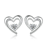 925 Silver Geometric Heart Studs