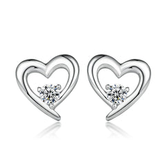 925 Silver Bow Crown Heart Studs