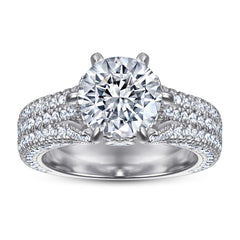 925 Silver 2ct Six-Prong Micro-Pavé Ring