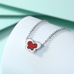 S925 Silver Agate Butterfly Necklace