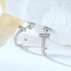 925 Silver Double C Zirconia Hoops