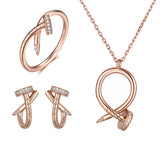 925 Silver Ring Necklace Earrings Set