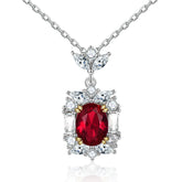 S925 Silver Ruby Garnet Pendant Necklace